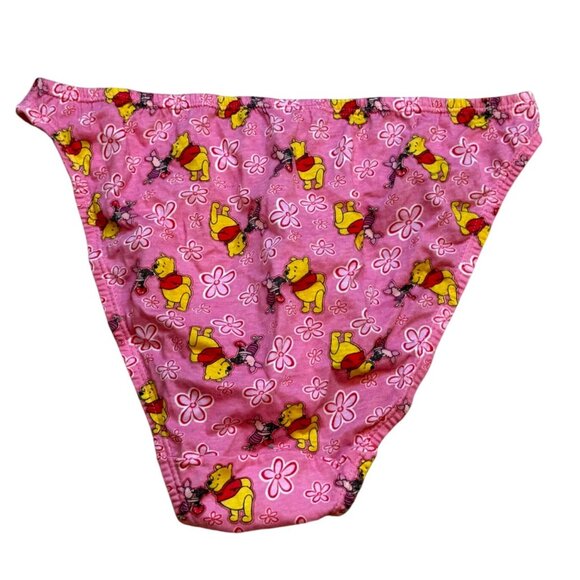 Vintage 90s Winnie Pooh Disney Womens Underwear Hi Cut Cotton Pink Floral Size 9 - Picture 2 of 7